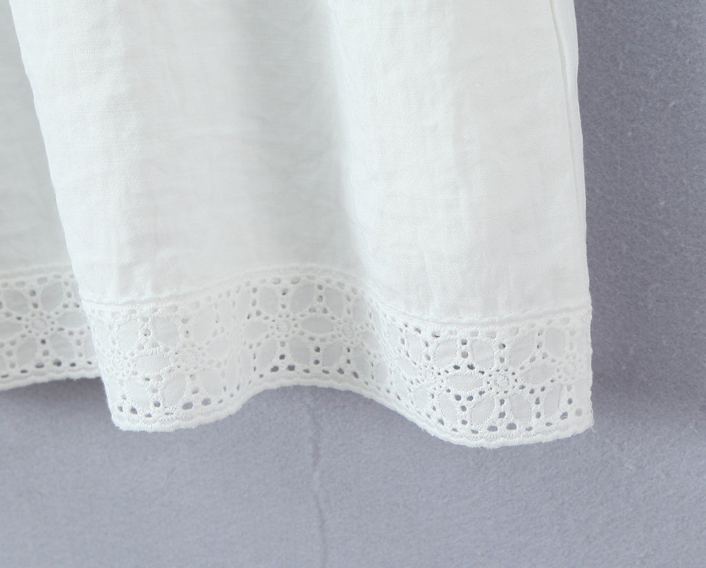 Vestido camisola con costuras de encaje para mujer, vestido corto holgado de verano blanco adelgazante para vacaciones