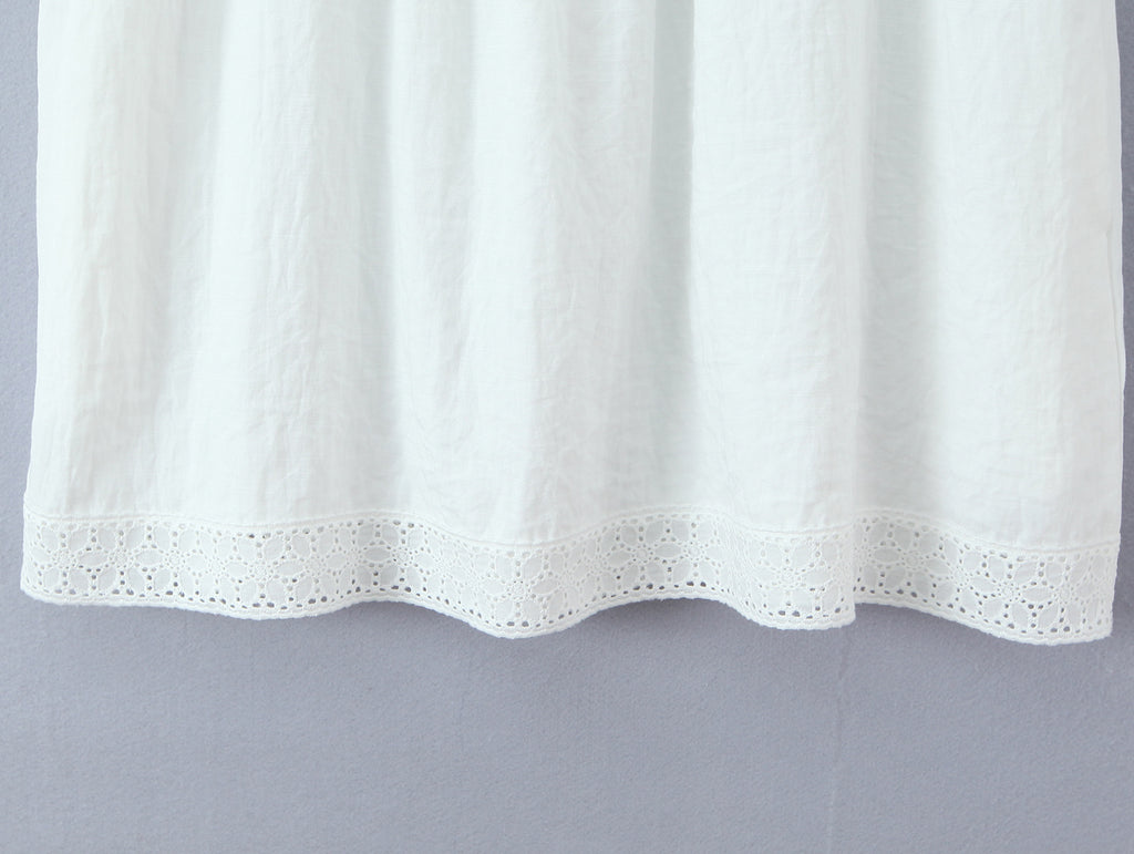Vestido camisola con costuras de encaje para mujer, vestido corto holgado de verano blanco adelgazante para vacaciones