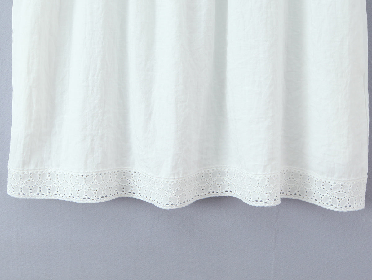 Vestido camisola con costuras de encaje para mujer, vestido corto holgado de verano blanco adelgazante para vacaciones