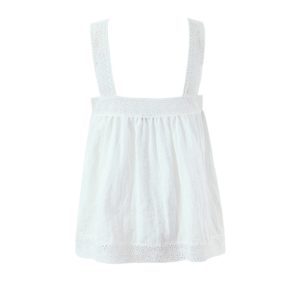 Ensemble chemise sans manches et pantalon en dentelle blanche pour femme, style été, style français, jambes larges