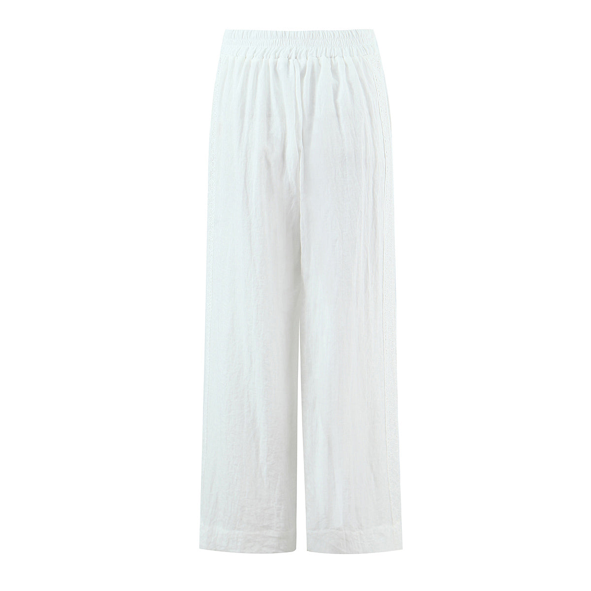 Ensemble chemise sans manches et pantalon en dentelle blanche pour femme, style été, style français, jambes larges