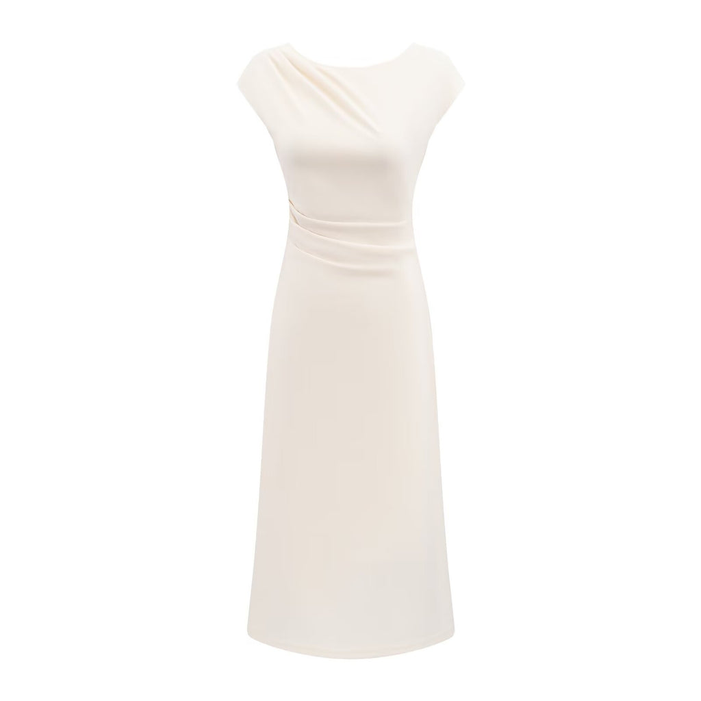Robe longue sans manches légèrement cintrée pour femme, coupe simple et élégante, amincissante et chic.