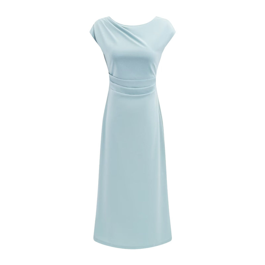 Robe longue sans manches légèrement cintrée pour femme, coupe simple et élégante, amincissante et chic.