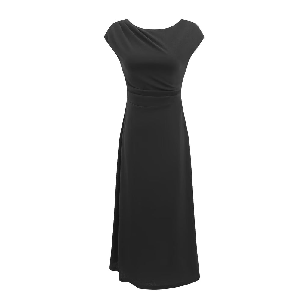 Robe longue sans manches légèrement cintrée pour femme, coupe simple et élégante, amincissante et chic.