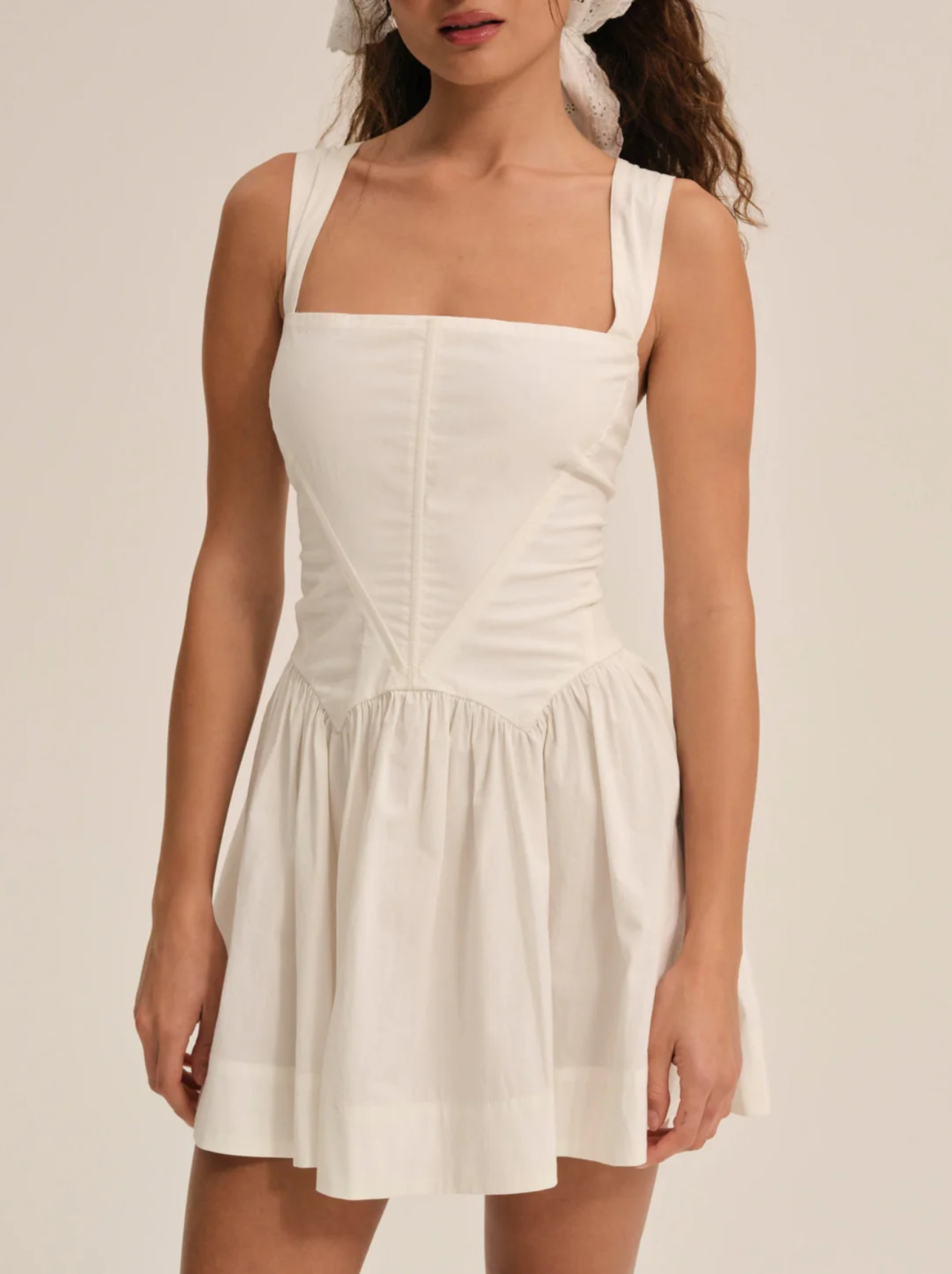 Early Spring French Vintage Sexy Square Collar Strap Halter Pleated Mini Dress