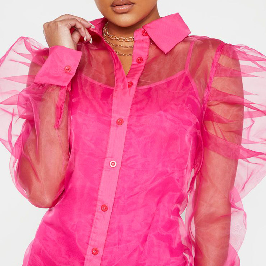 Ropa de primavera y verano para mujer, top con mangas abullonadas, cárdigan de organza de manga larga, vestido, traje de talla grande para mujer