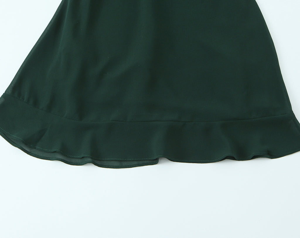 Summer French Sexy Retro Solid Color Slim Fit Slim Sexy Ruffled Spaghetti Straps Dress