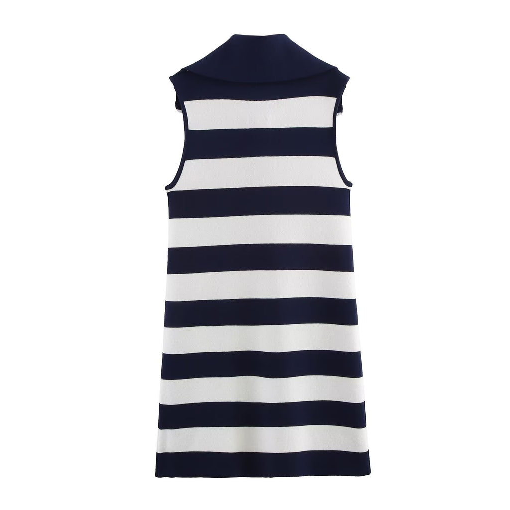Women Clothing Summer Half Open Zipper Large Collared Dress
