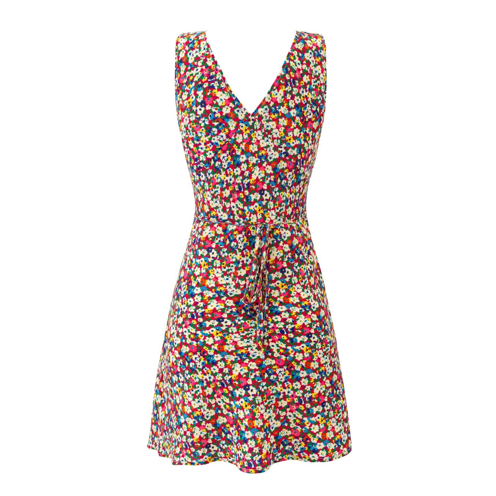 Summer Sweet Spicy Super Beautiful Floral Slim Fitting Slimming Sleeveless V eck Dress Short Dress