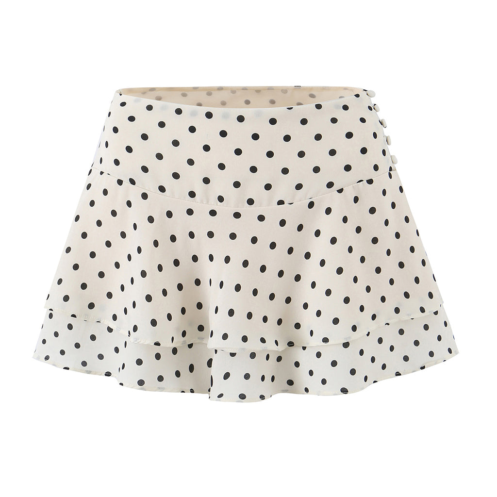 Sexy Polka Dot Brace Top Elegant Slim Fit Bandage Dress Lotus Leaf Skirt Sexy Two Piece Set for Women