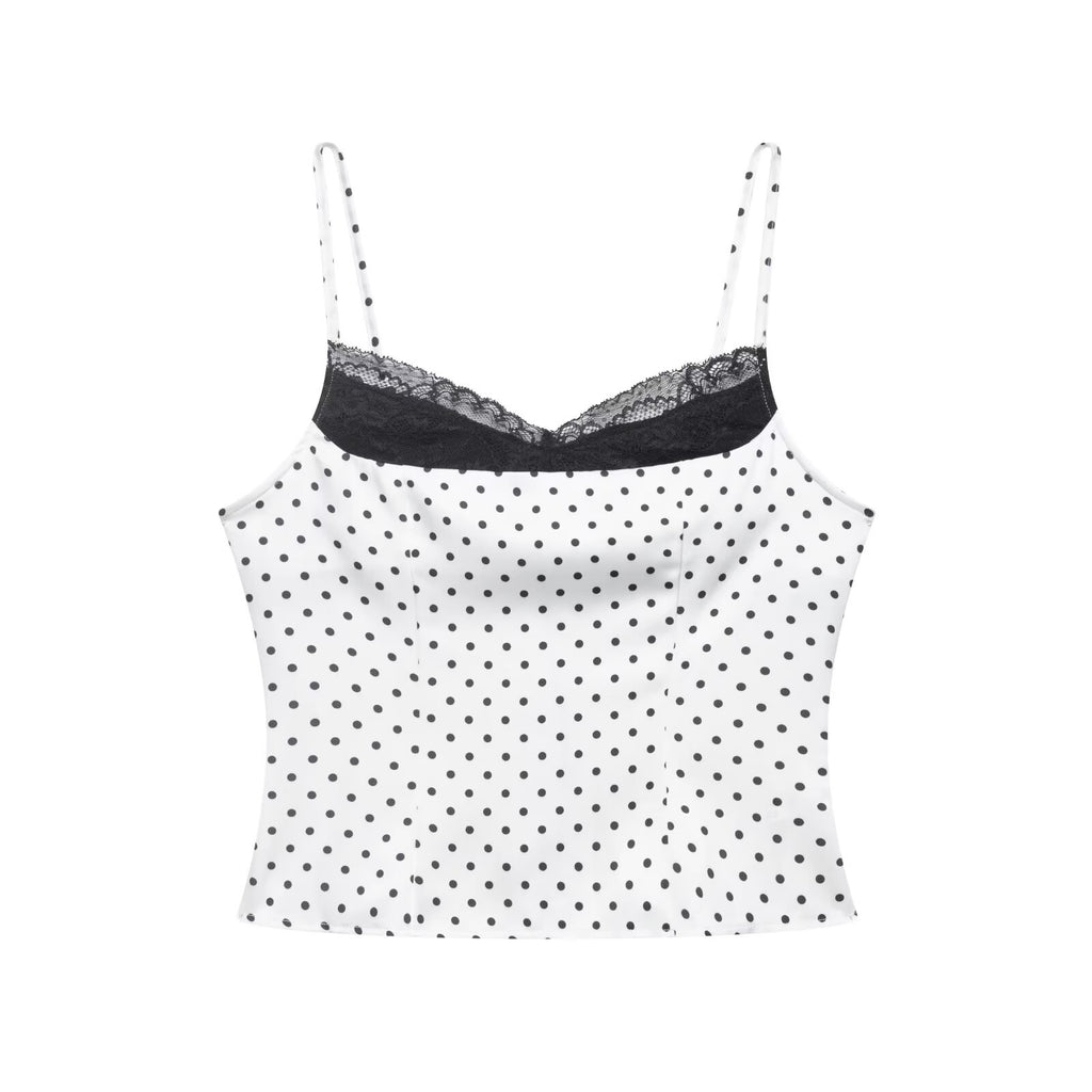Polka Dot Summer Lace Splicing Sling Vest Slim Fit Slim Sexy Top