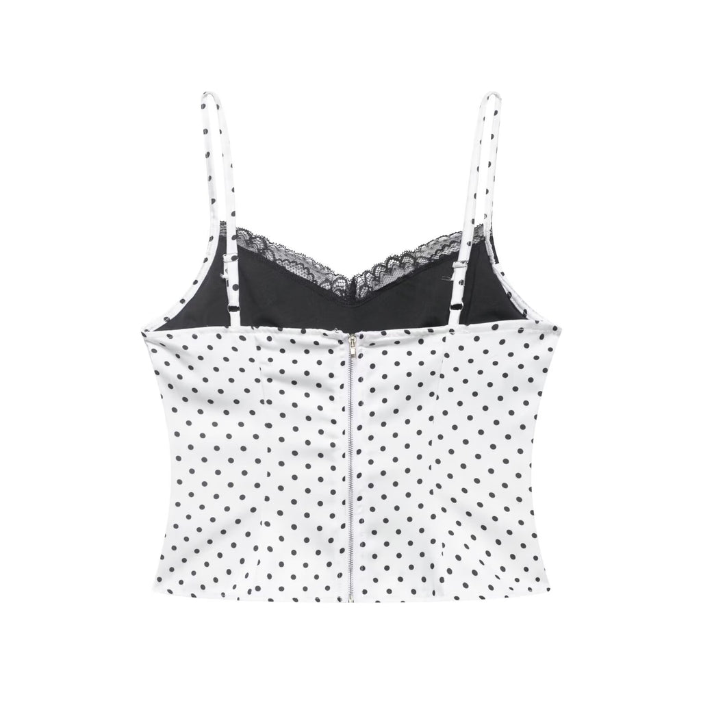 Polka Dot Summer Lace Splicing Sling Vest Slim Fit Slim Sexy Top