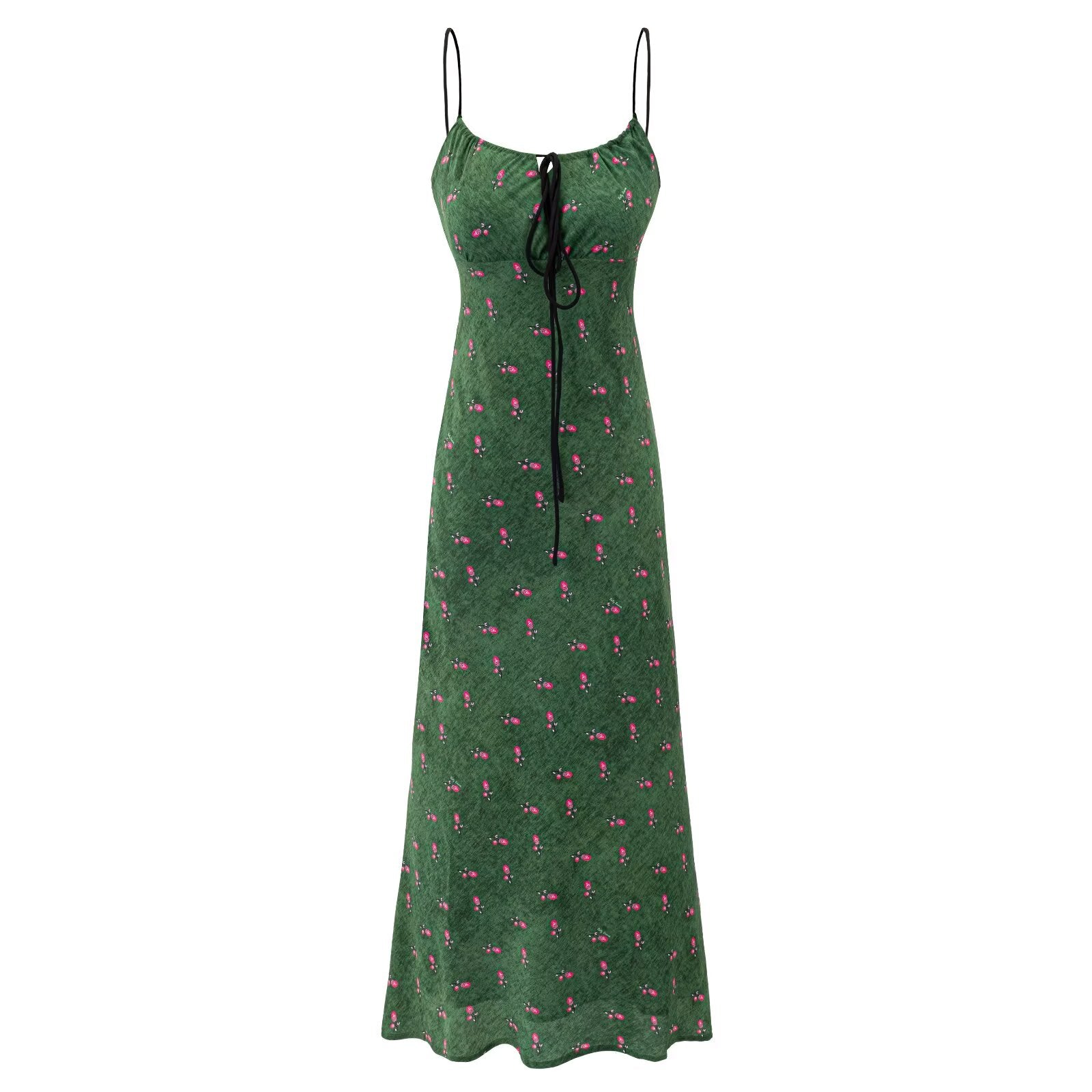 Women Clothing Summer Vintage Floral Slim Fit Long Strap Dress