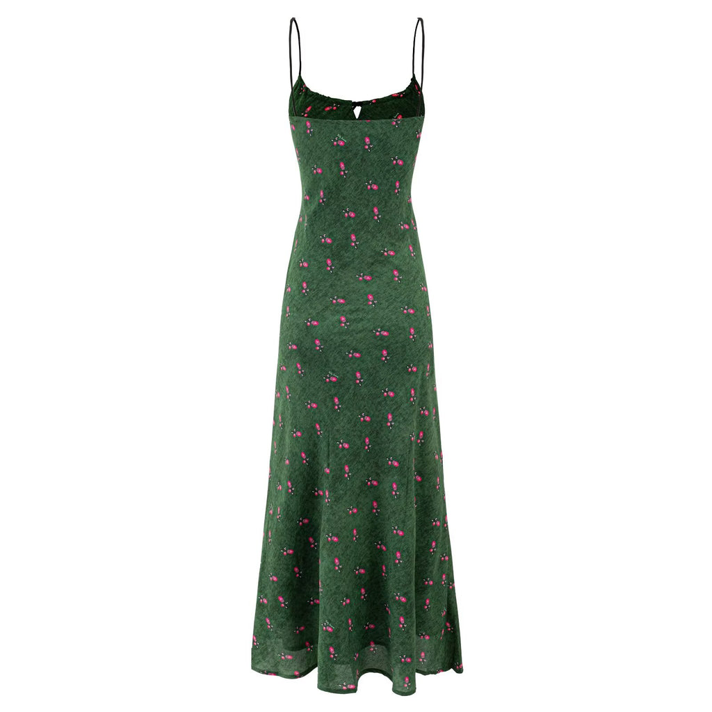 Women Clothing Summer Vintage Floral Slim Fit Long Strap Dress