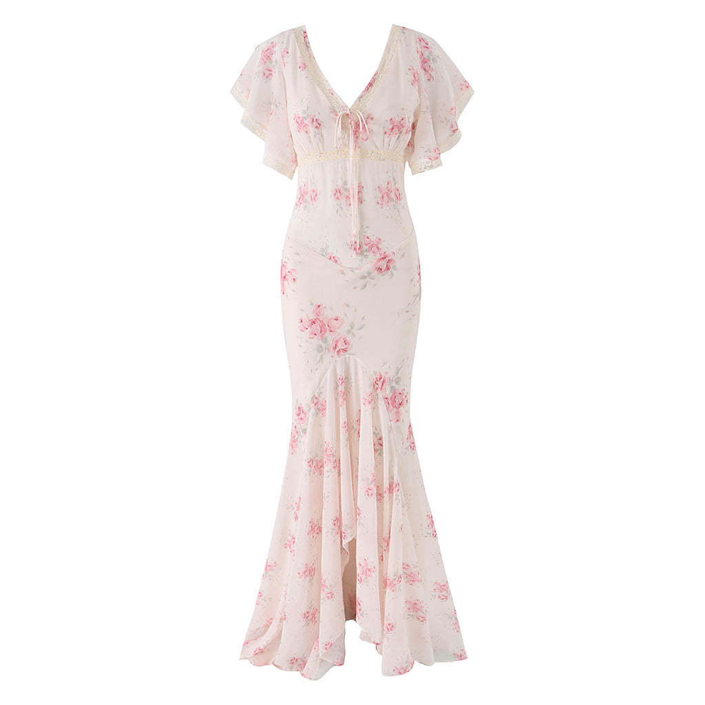 Rose-printed dress