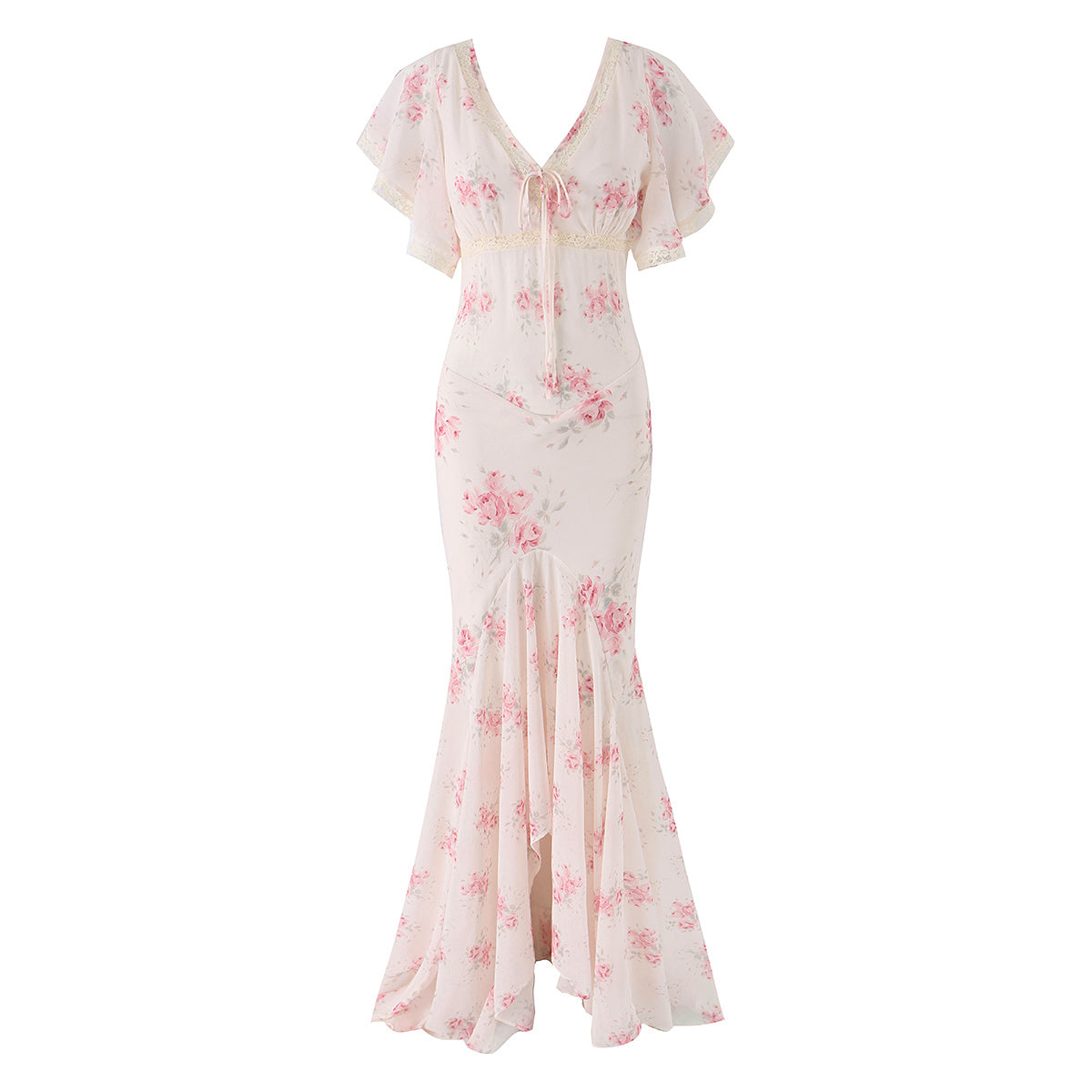 Rose-printed dress