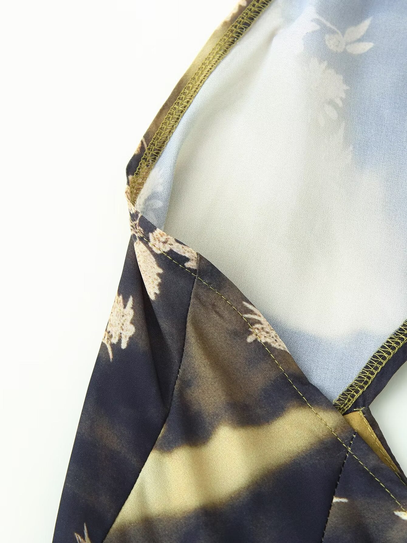 Women Elegant Slim Backless Sleeveless Printed Hanging Collar Dress
