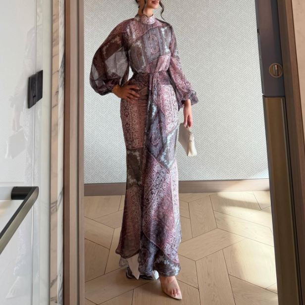 Spring Summer Vintage Print Backless Beach Maxi Dress
