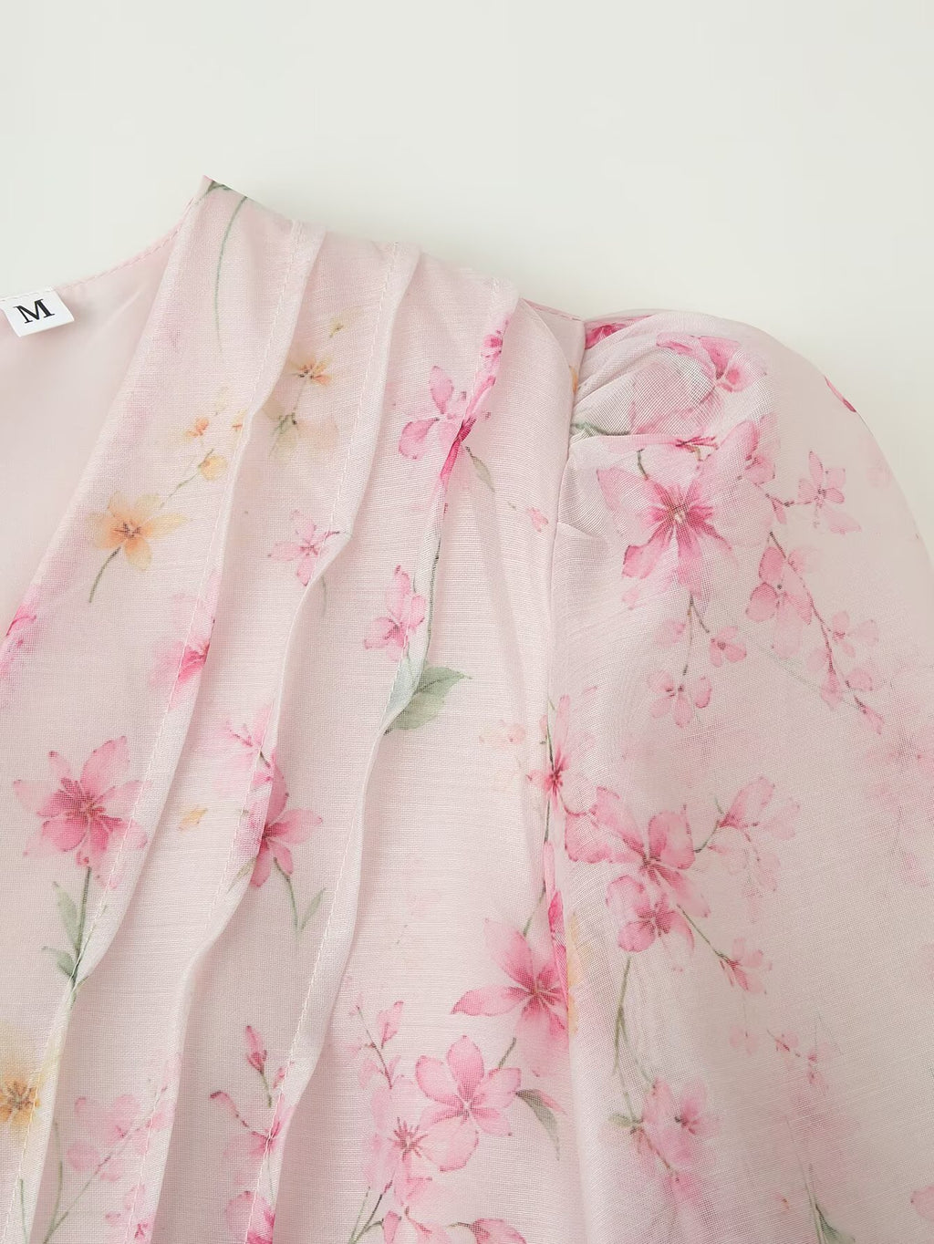 Women Clothing French Sweet Loose Printed Long Sleeve Laminated V neck Dress