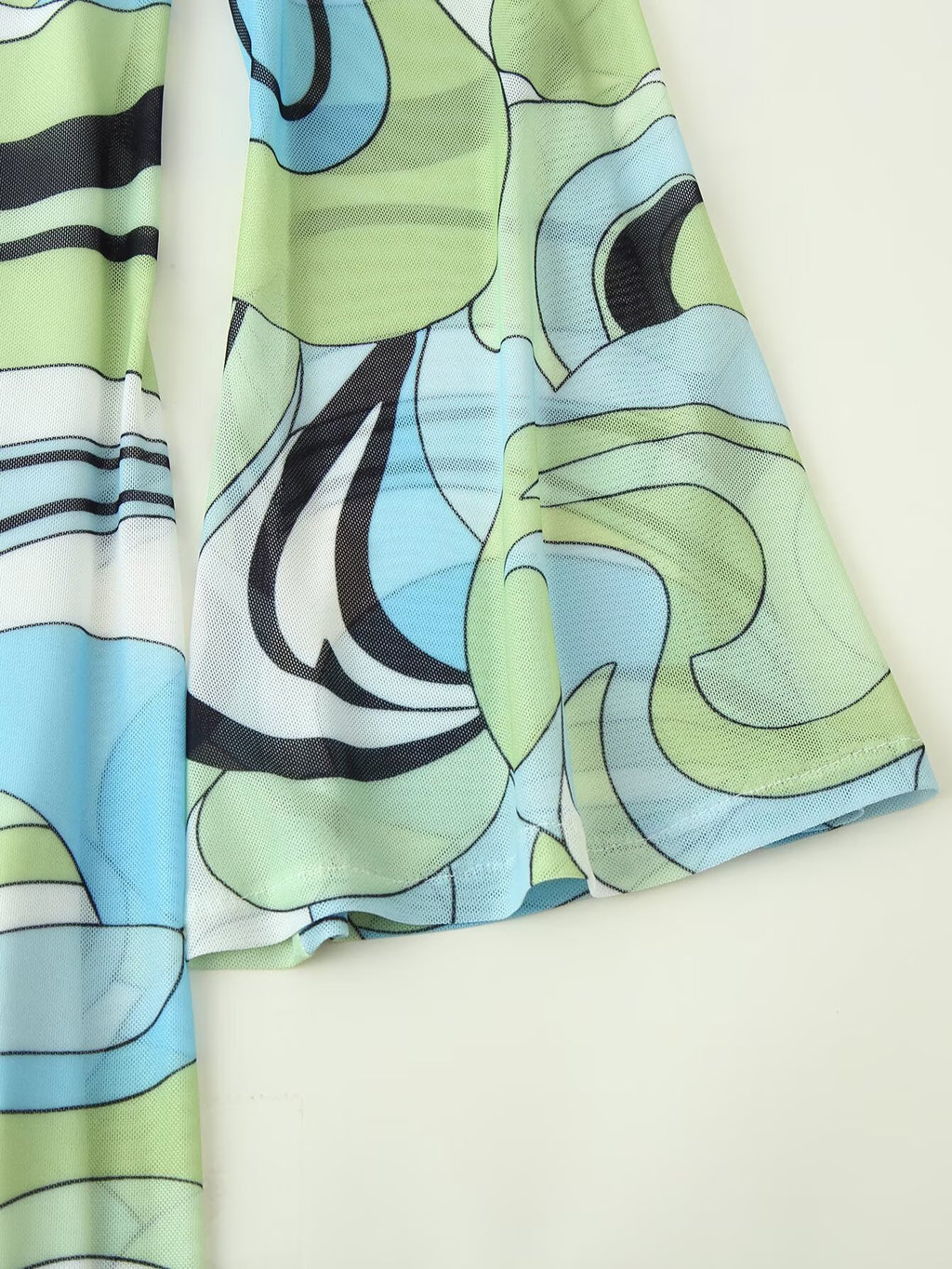 Women Clothes Flared Sleeves Printing Backless Dress