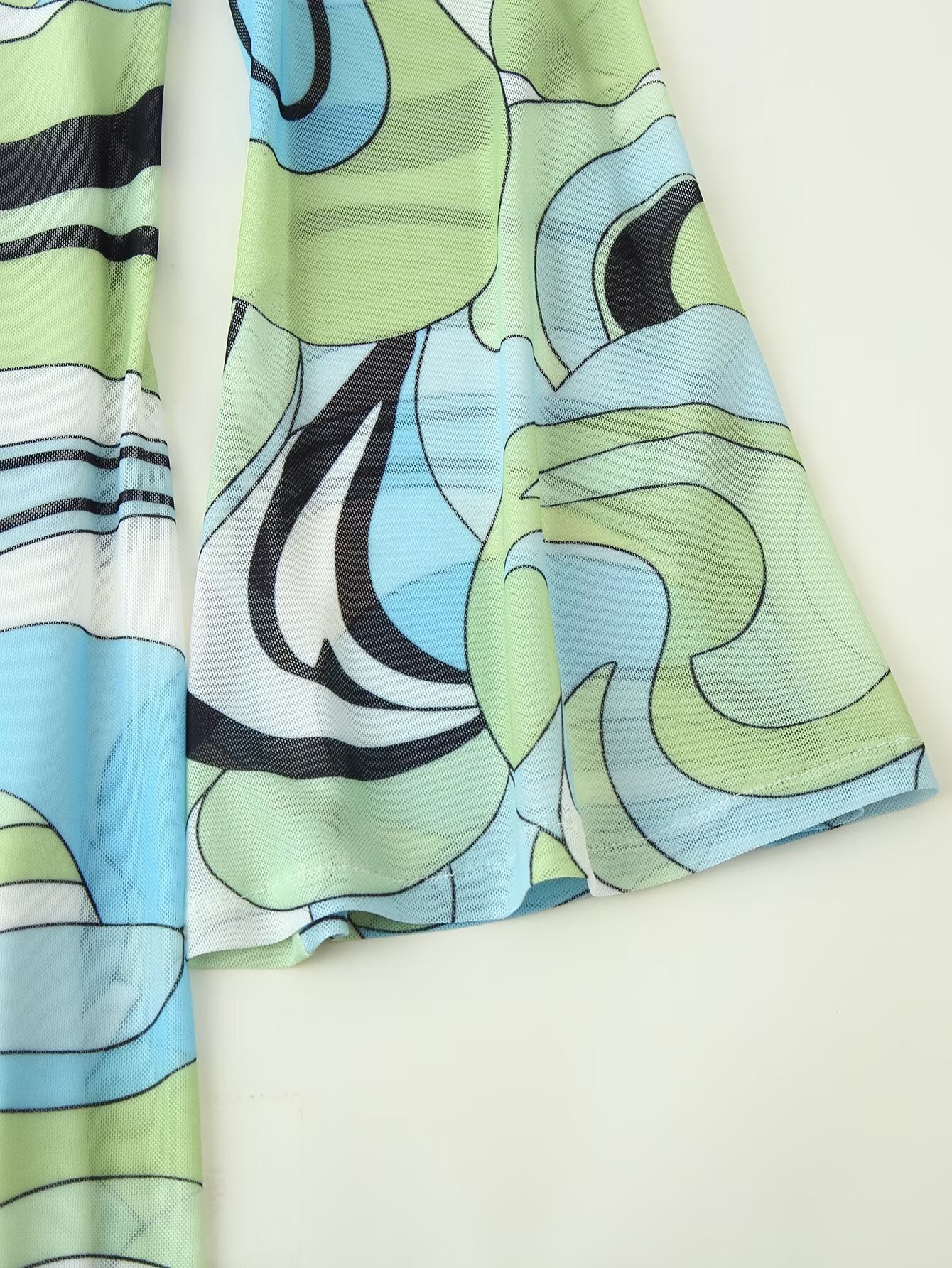 Women Clothes Flared Sleeves Printing Backless Dress