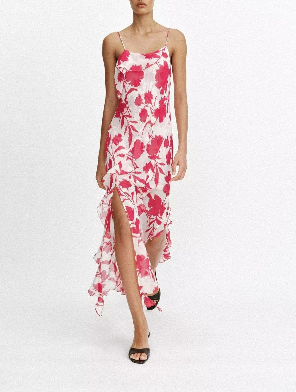 Vacation Laminated Decoration Printed Underwear Backless Strap Dress