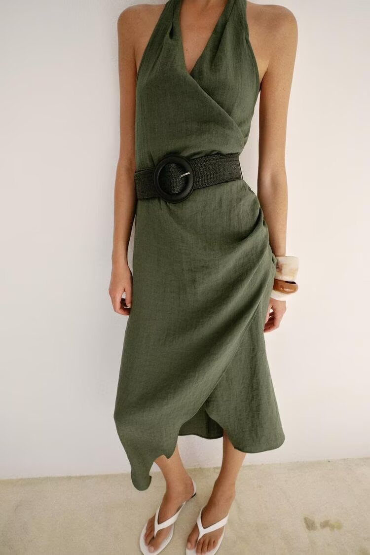 Women Clothing Summer Irregular Asymmetric Dress Midi Dress