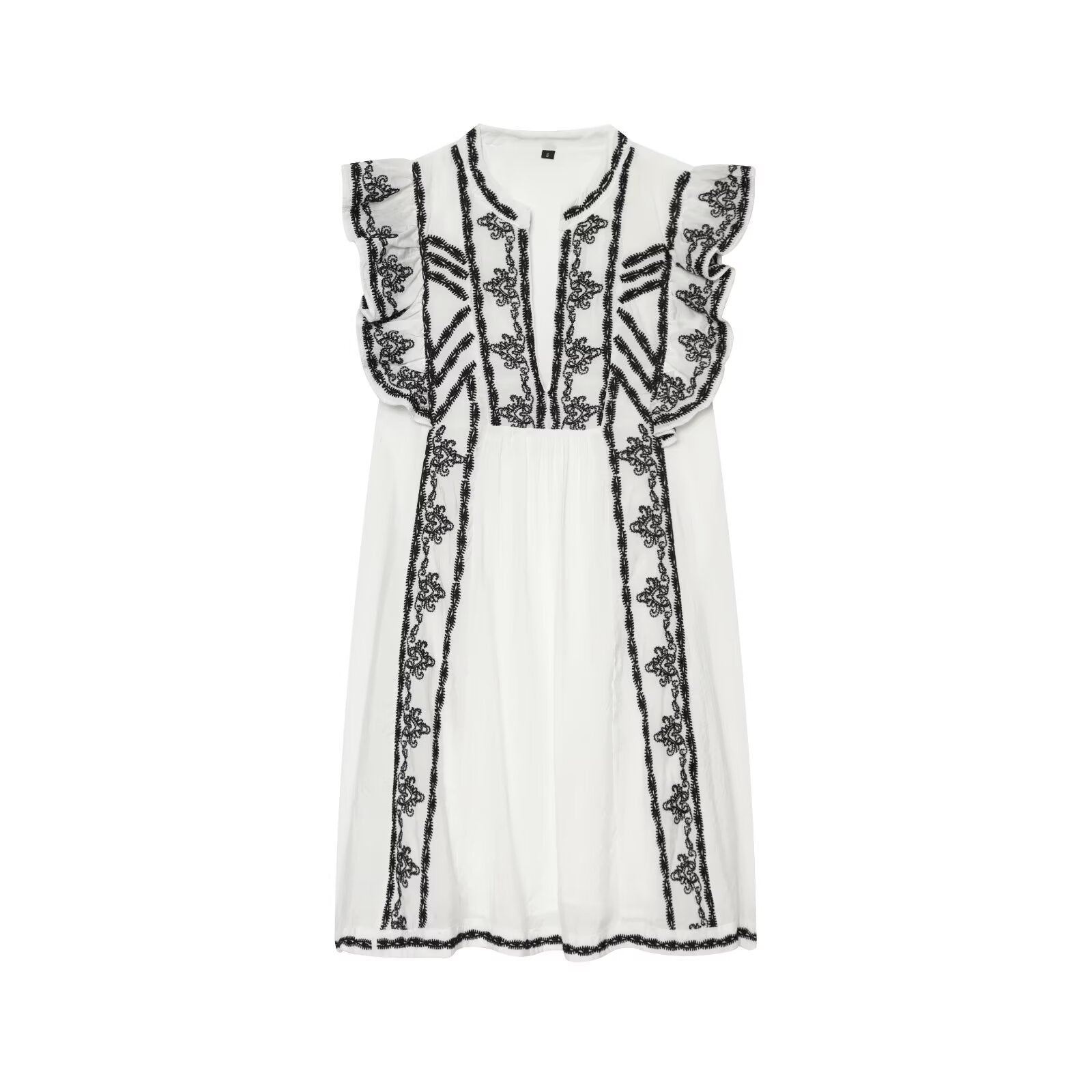 Vêtements Femme Été Décontracté Ample Robe Brodé Couleur Contrastante