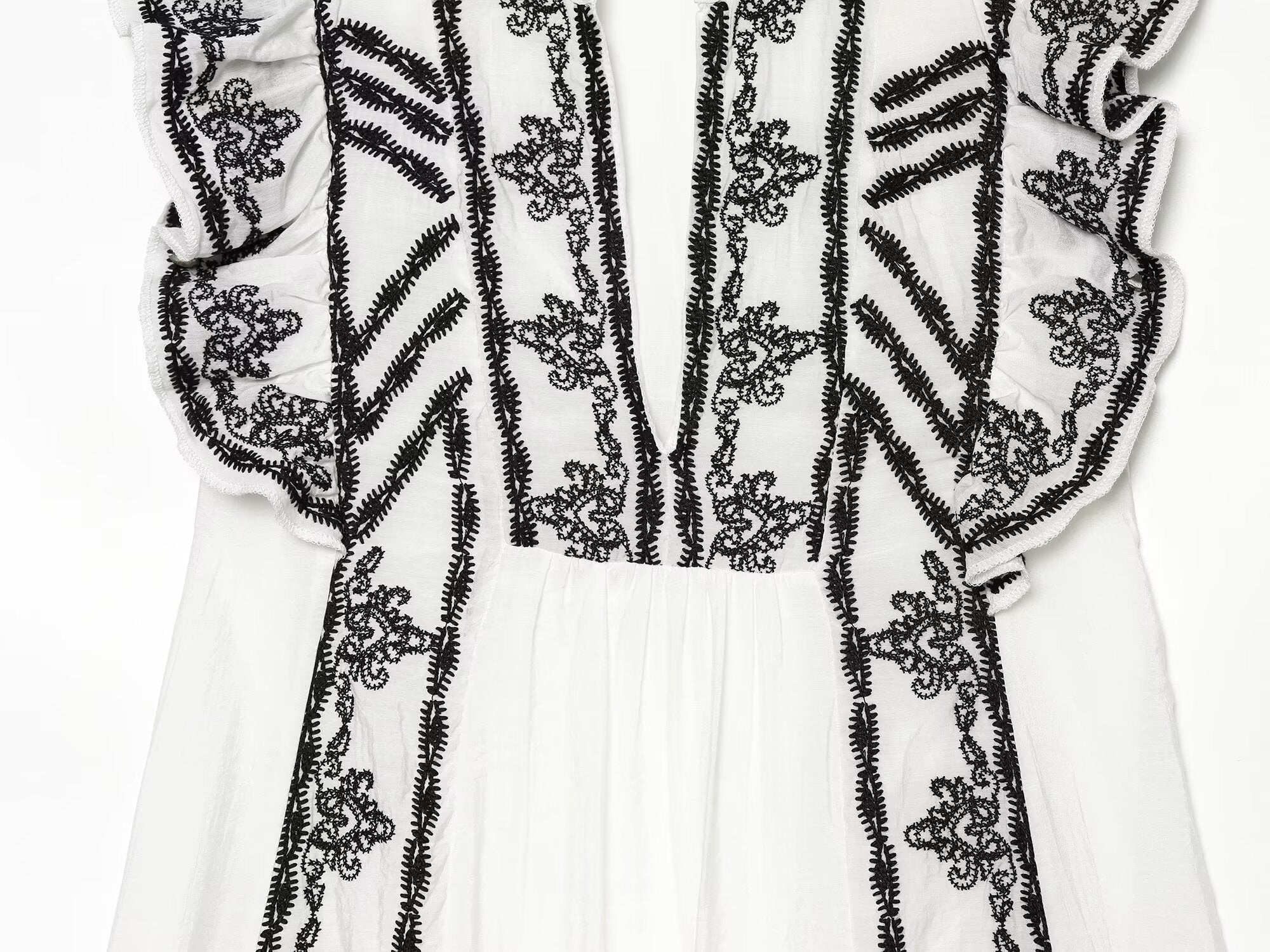 Vêtements Femme Été Décontracté Ample Robe Brodé Couleur Contrastante