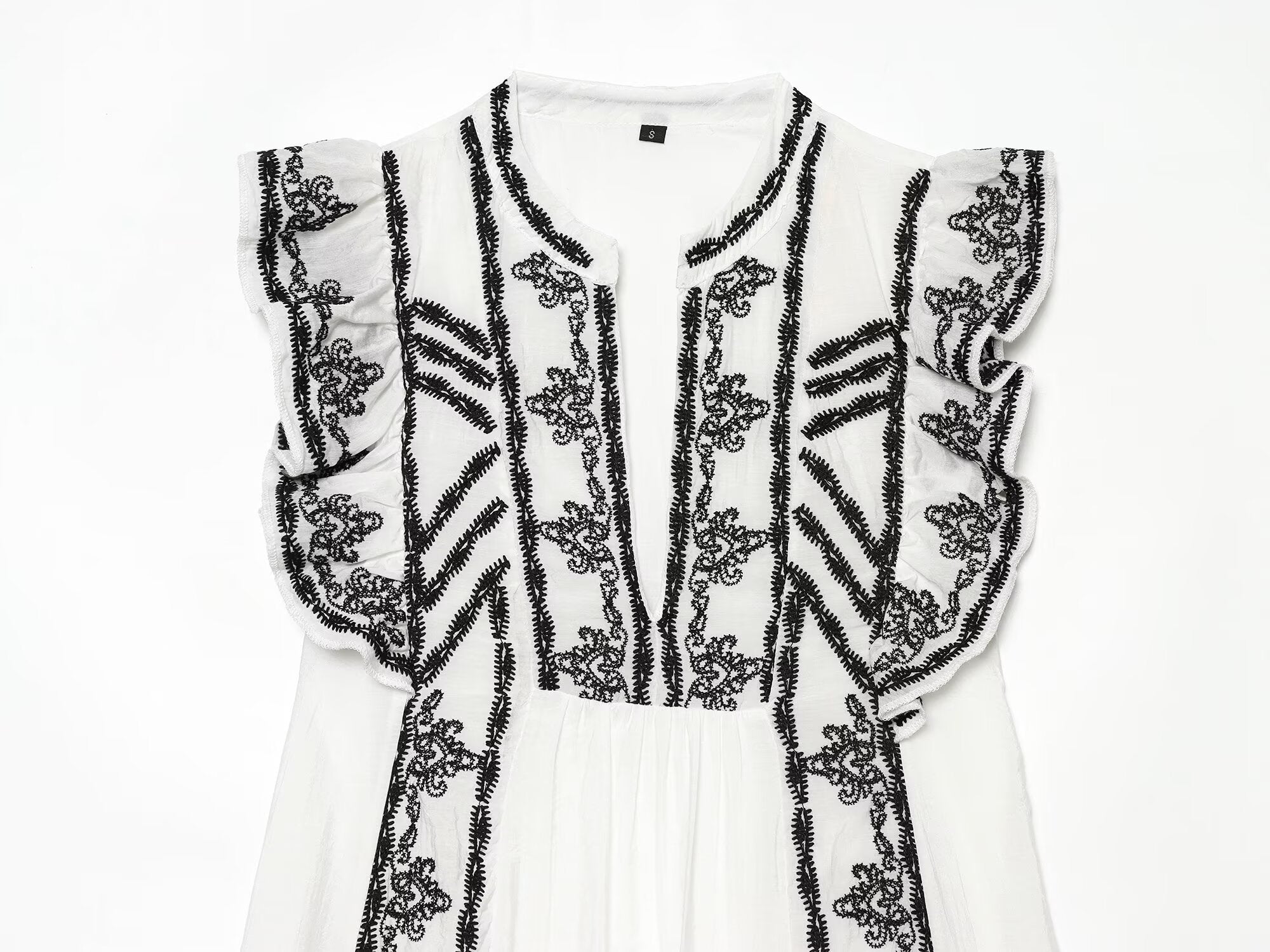 Vêtements Femme Été Décontracté Ample Robe Brodé Couleur Contrastante
