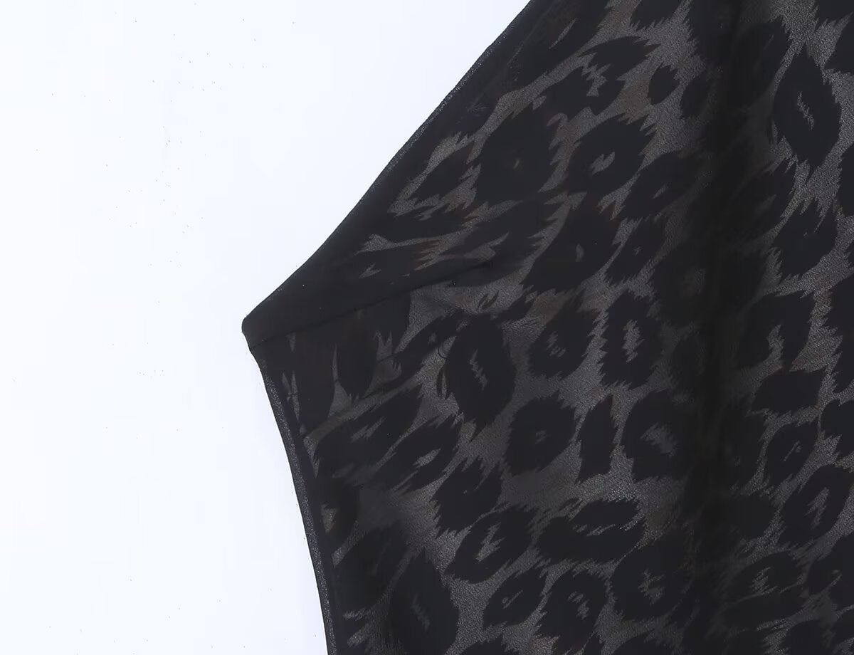 Vintage Leopard Print Halter Spaghetti Straps Dress Women Sexy Big Backless Slim Fit Seaside Holiday Midi Dress