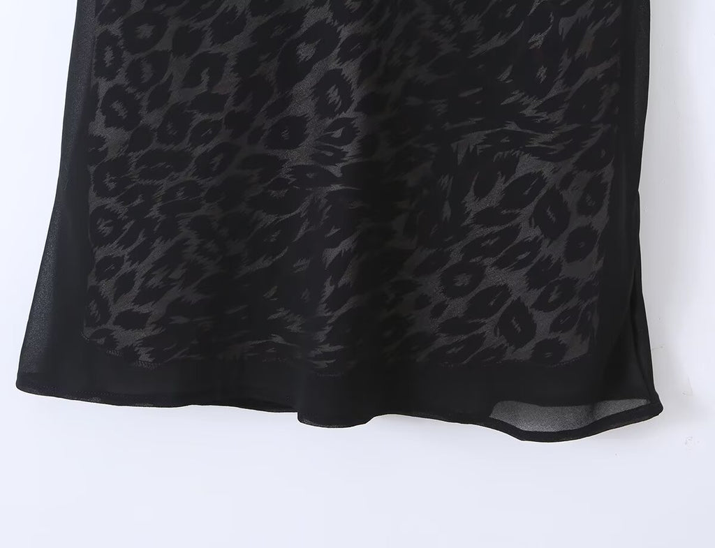 Vintage Leopard Print Halter Spaghetti Straps Dress Women Sexy Big Backless Slim Fit Seaside Holiday Midi Dress