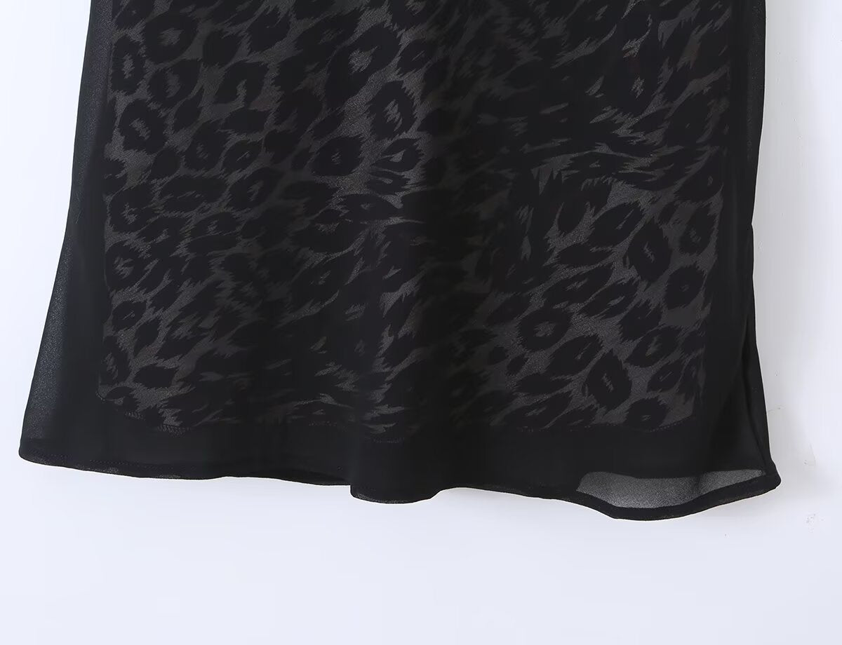 Vintage Leopard Print Halter Spaghetti Straps Dress Women Sexy Big Backless Slim Fit Seaside Holiday Midi Dress