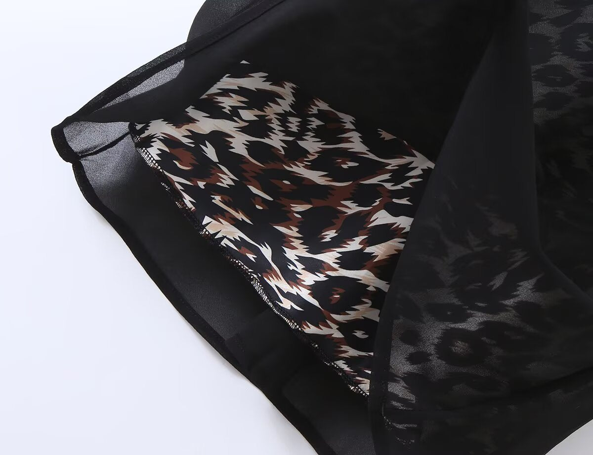 Vintage Leopard Print Halter Spaghetti Straps Dress Women Sexy Big Backless Slim Fit Seaside Holiday Midi Dress