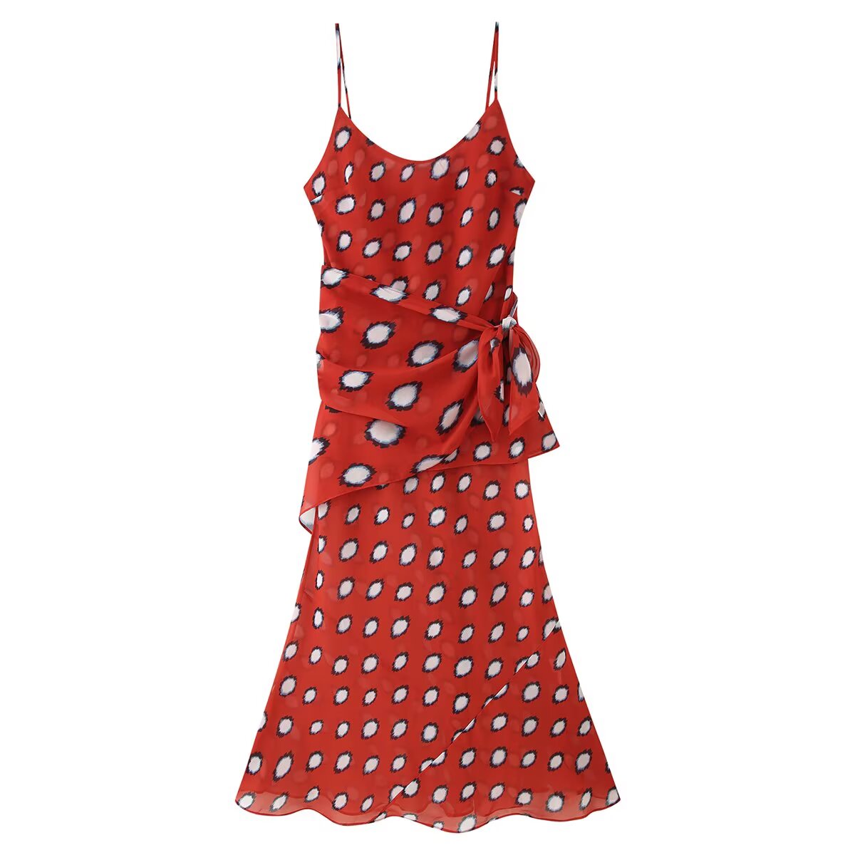 Women Clothing Summer Detachable Triangular Binder Animal Pattern Split Sheath Dress