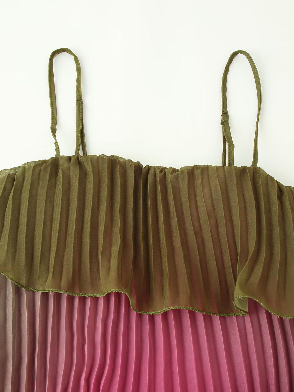 Women Clothing Summer Gradient Vacation Ruffled Pleated Layered Cami Dress