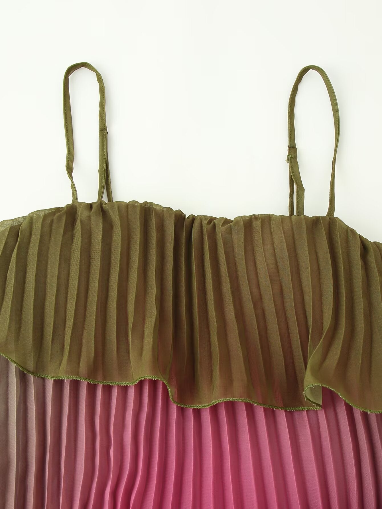 Women Clothing Summer Gradient Vacation Ruffled Pleated Layered Cami Dress
