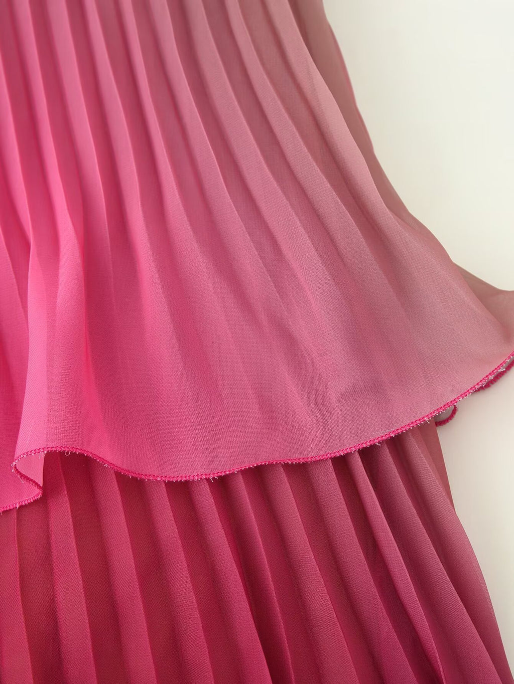 Women Clothing Summer Gradient Vacation Ruffled Pleated Layered Cami Dress
