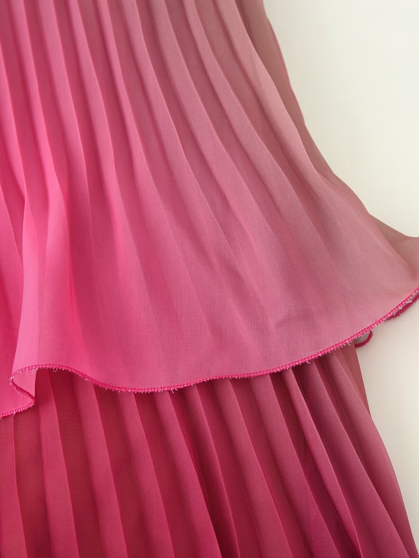 Women Clothing Summer Gradient Vacation Ruffled Pleated Layered Cami Dress