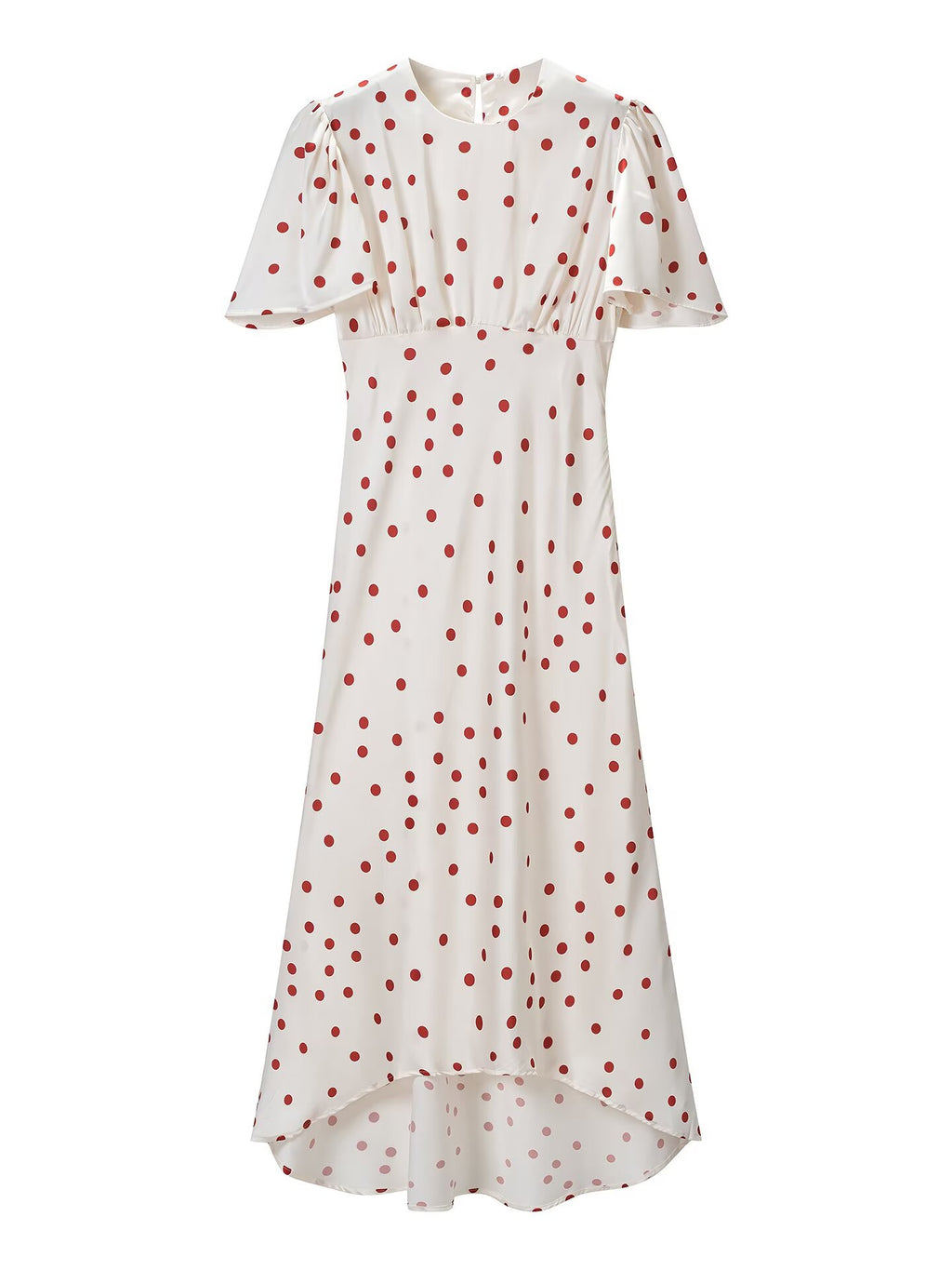 Women Clothing Summer Sweet Niche round Neck Polka Dot Print Stringy Selvedge Dress