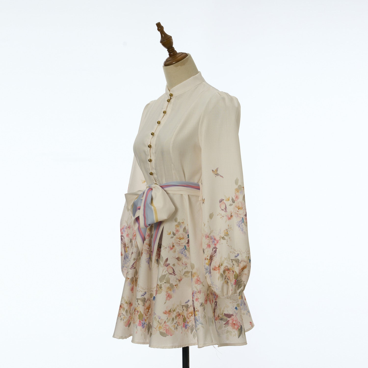 Women Printed Long Sleeved Short Dress