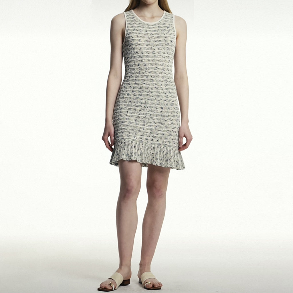 Summer Socialite Internet Celebrity Fashionable Knitted Sleeveless Mixed Color Stripe Dress