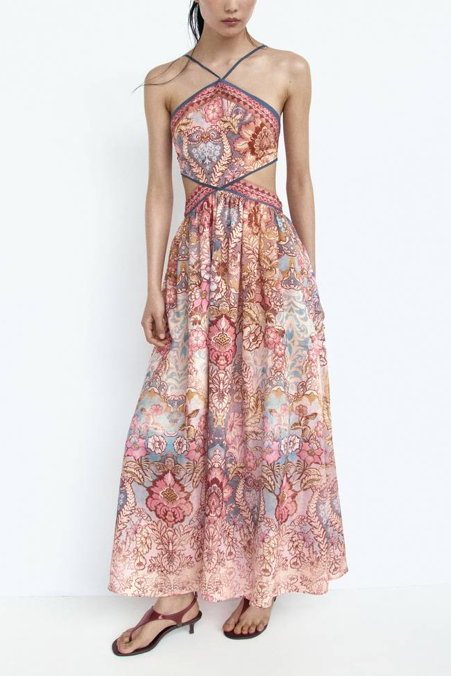 Vestido Halter Corto de Mujer Ajustado con Espalda Descubierta y Recortes para Otoño