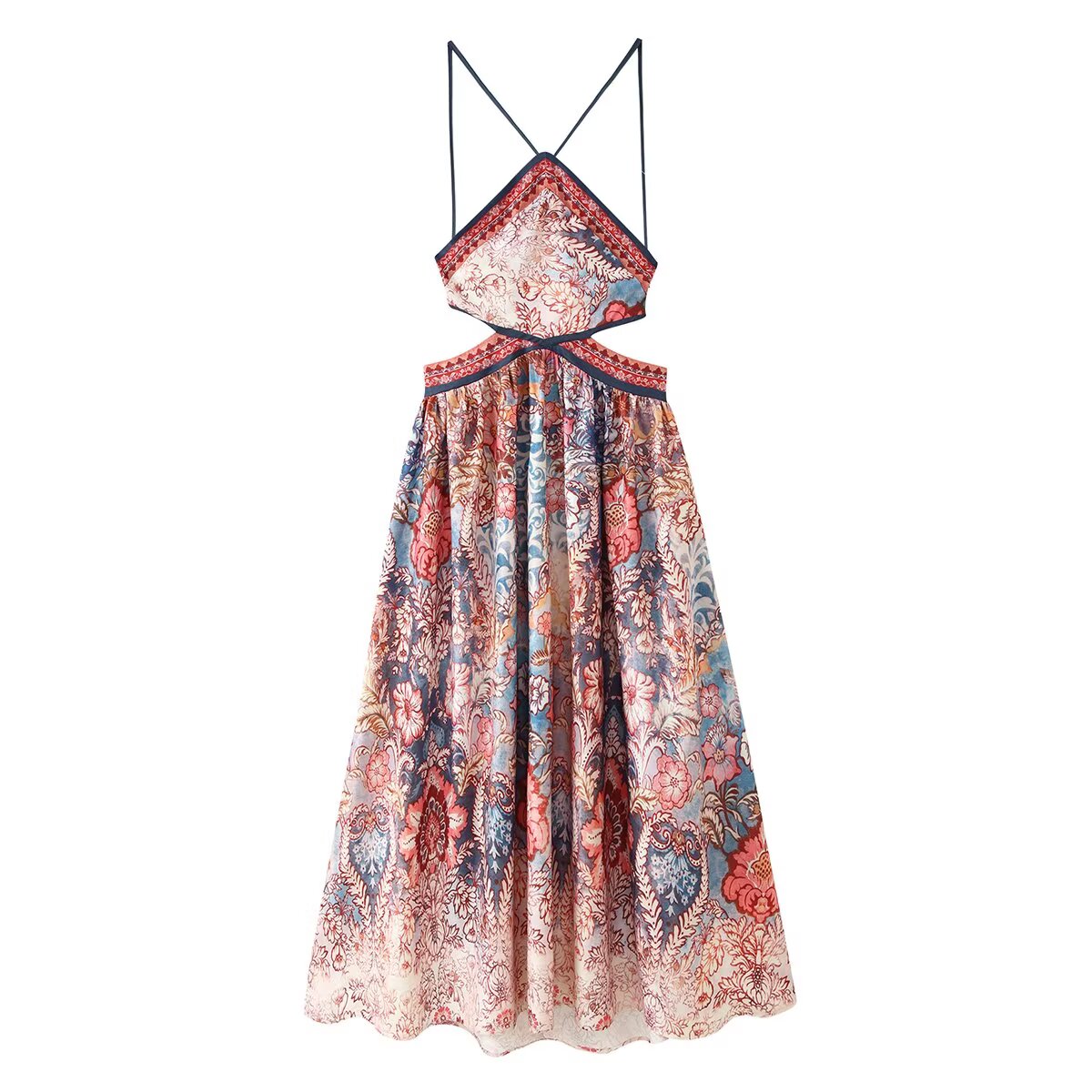 Vestido Halter Corto de Mujer Ajustado con Espalda Descubierta y Recortes para Otoño