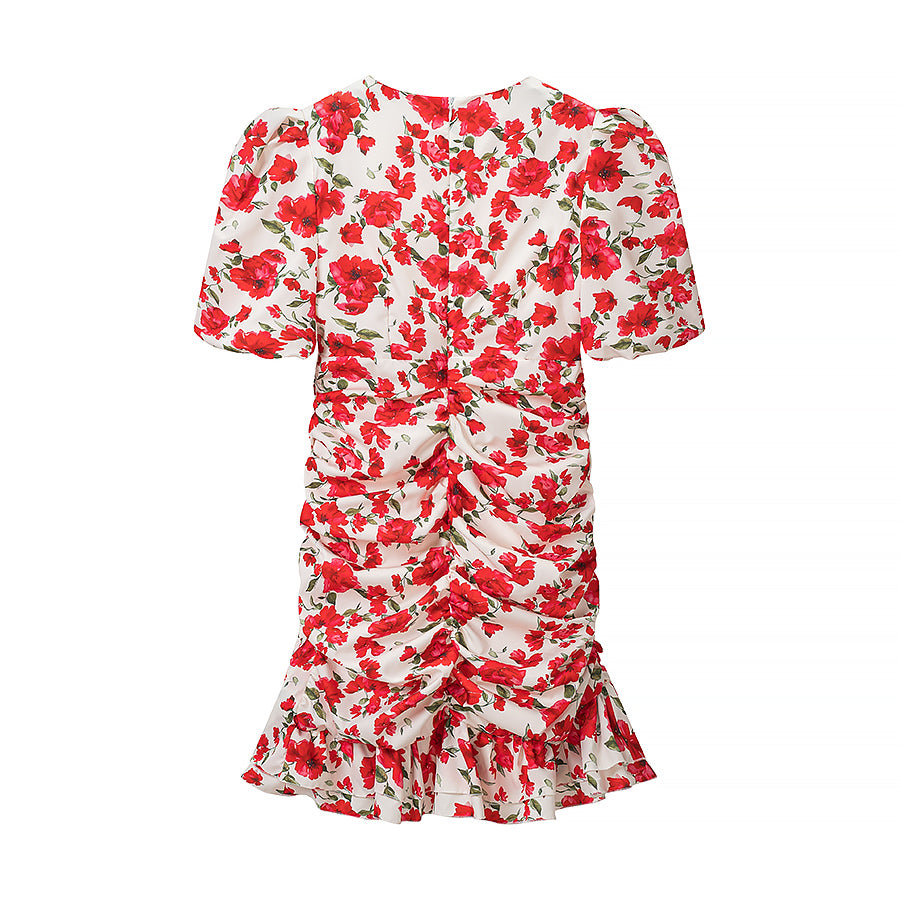 Robe imprimée à col plongeant en V profond, élégante et amincissante pour femme, collection été