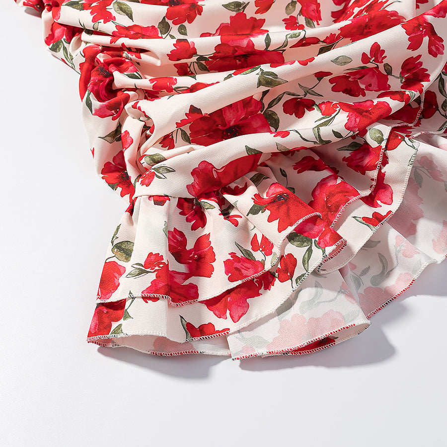Robe imprimée à col plongeant en V profond, élégante et amincissante pour femme, collection été
