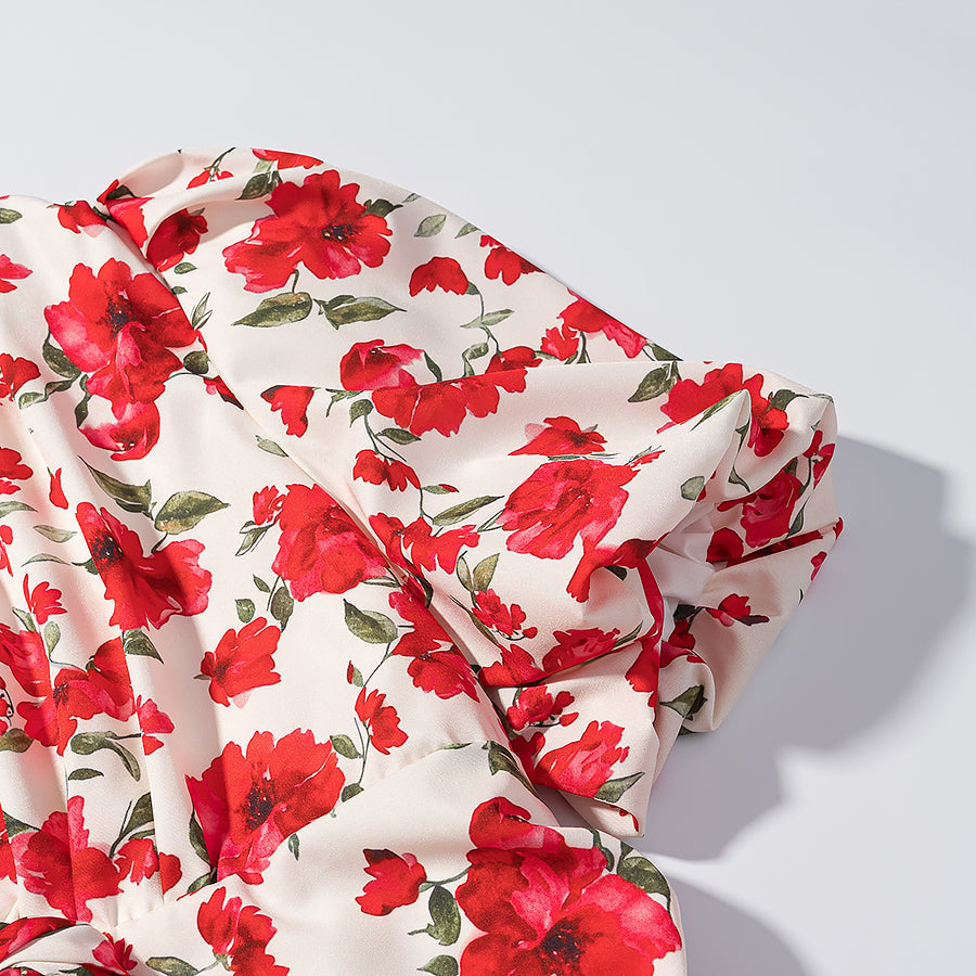 Robe imprimée à col plongeant en V profond, élégante et amincissante pour femme, collection été