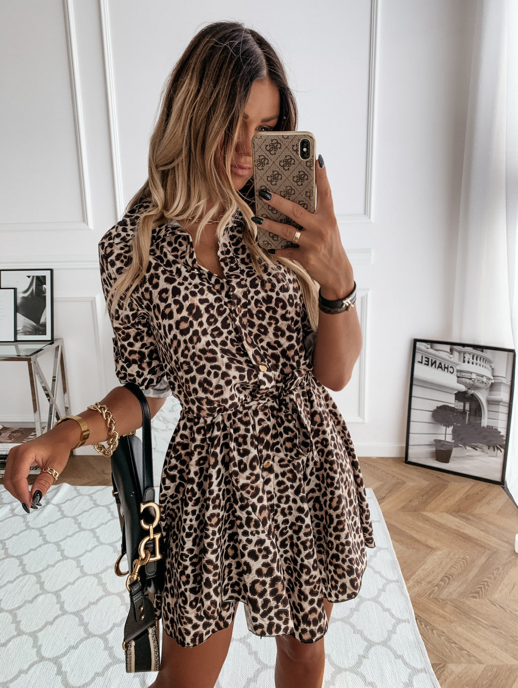 Spring Summer Sexy Print Shirt Dress Women