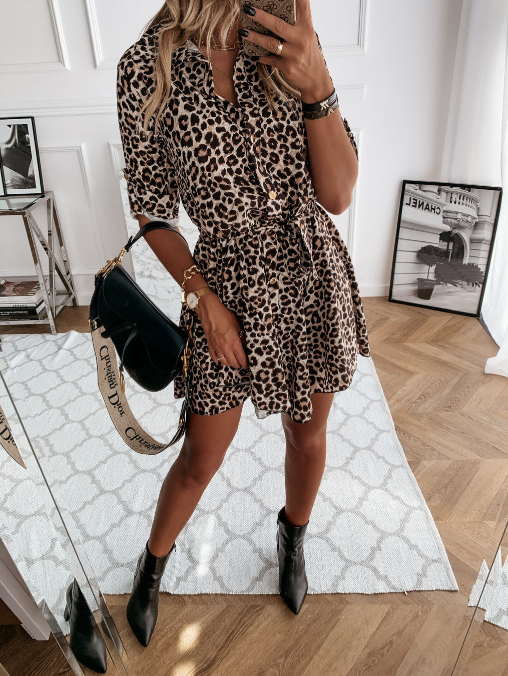 Spring Summer Sexy Print Shirt Dress Women