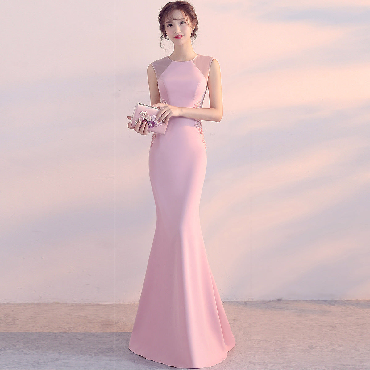 Robe de soirée femme cocktail élégante coupe ajustée cinq couleurs robe maxi